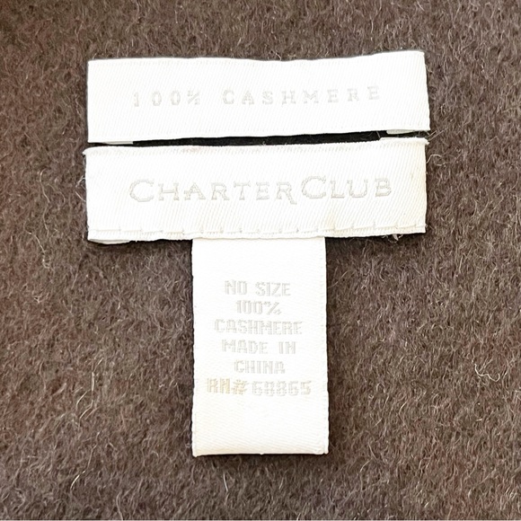 Charter Club 100% Cashmere Scarf Brown Fringe Classic Fall Winter Men Women - Picture 5 of 7